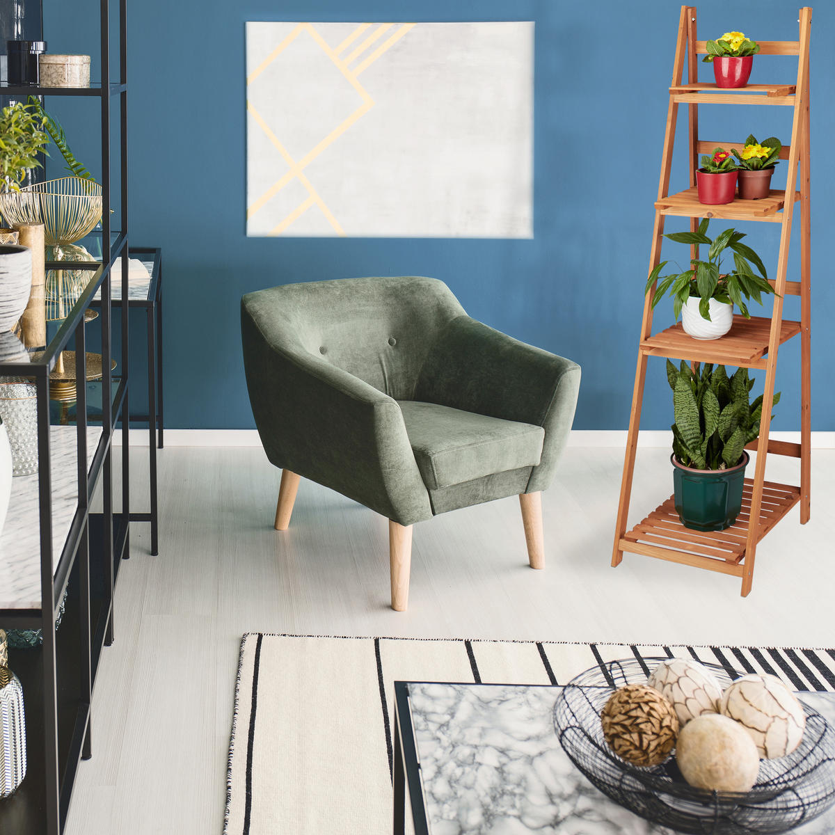 BLUMENTREPPE - Hellbraun, Holz (41/107.5/40cm) - Relaxdays