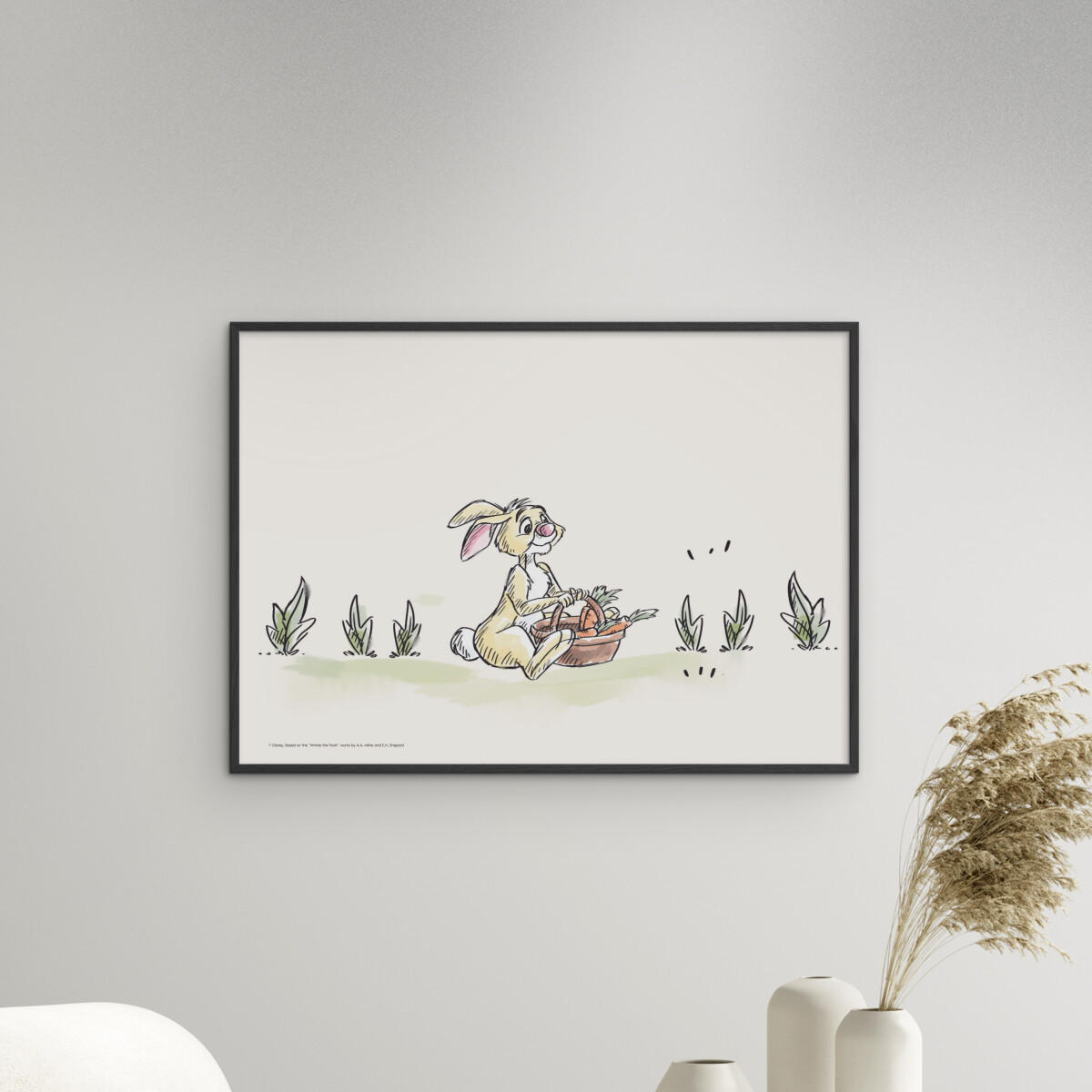 POSTER mit Rahmen Disney - Disney - Rabbit Harvesting Carrots - Beige/Schwarz, Holz/Papier (50/70cm) - Poster&Frame