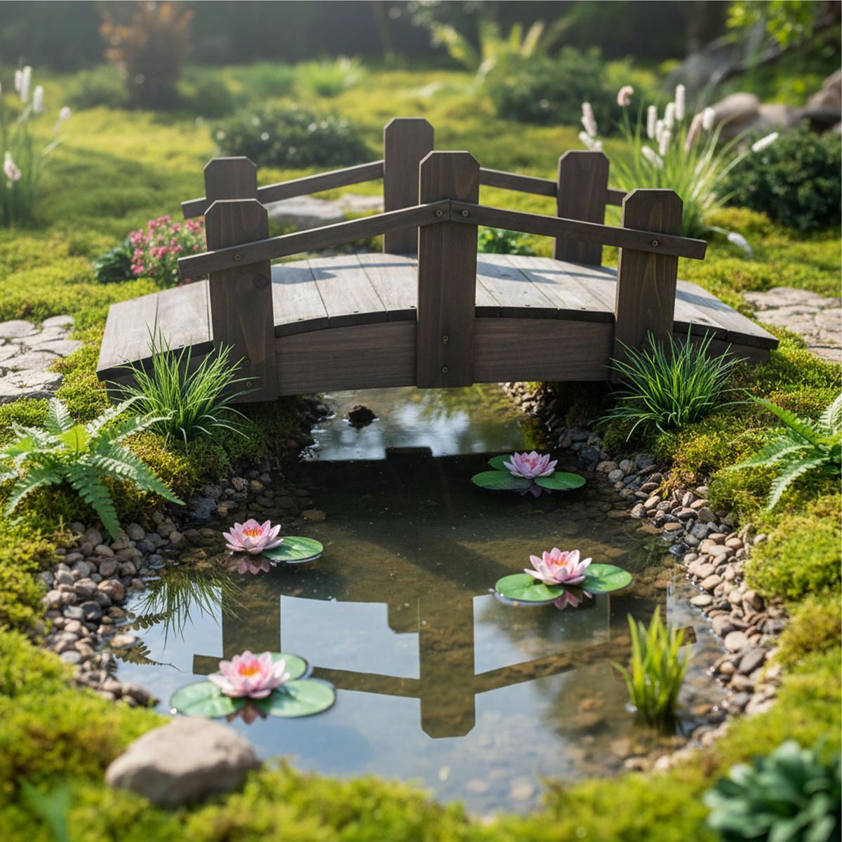 GARTENBRÜCKE - Braun, Holz (70/32/25cm) - Relaxdays