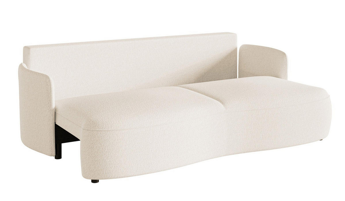SOFA Raviolo Creme mit Bouclé-Bezug - Creme/Schwarz, Kunststoff/Textil (230/95/103cm) - Selsey