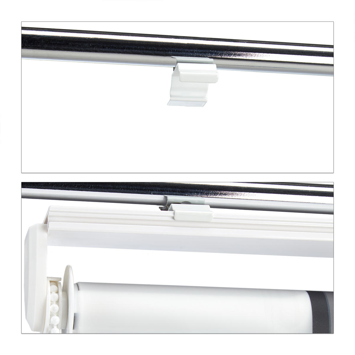 DUSCHROLLO - Weiß, Kunststoff/Metall (160/5cm) - Relaxdays