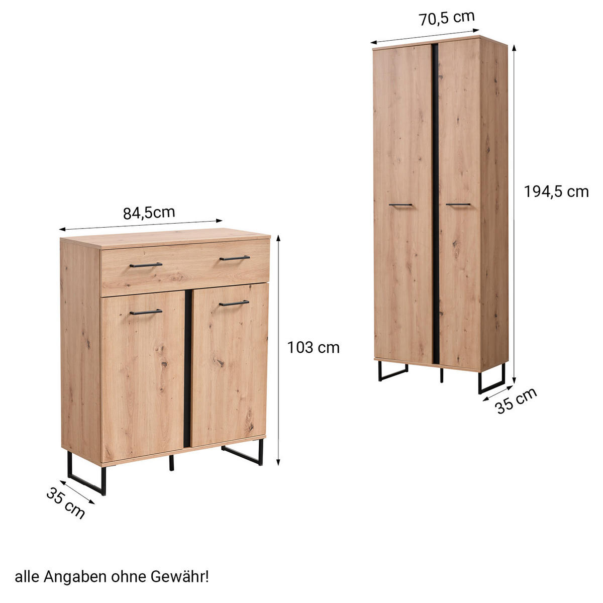 GARDEROBE 5-teilig in 70,5/1094,5/35 cm - Braun, Holz (240/195/35cm) - Homestyle4u