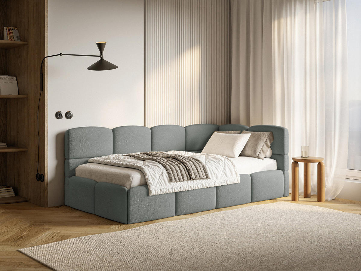 JUGENDBETT Cloudy Dunkelgrau 120 cm, Chenille - Dunkelgrau/Schwarz, Kunststoff/Textil (120/200cm) - Selsey