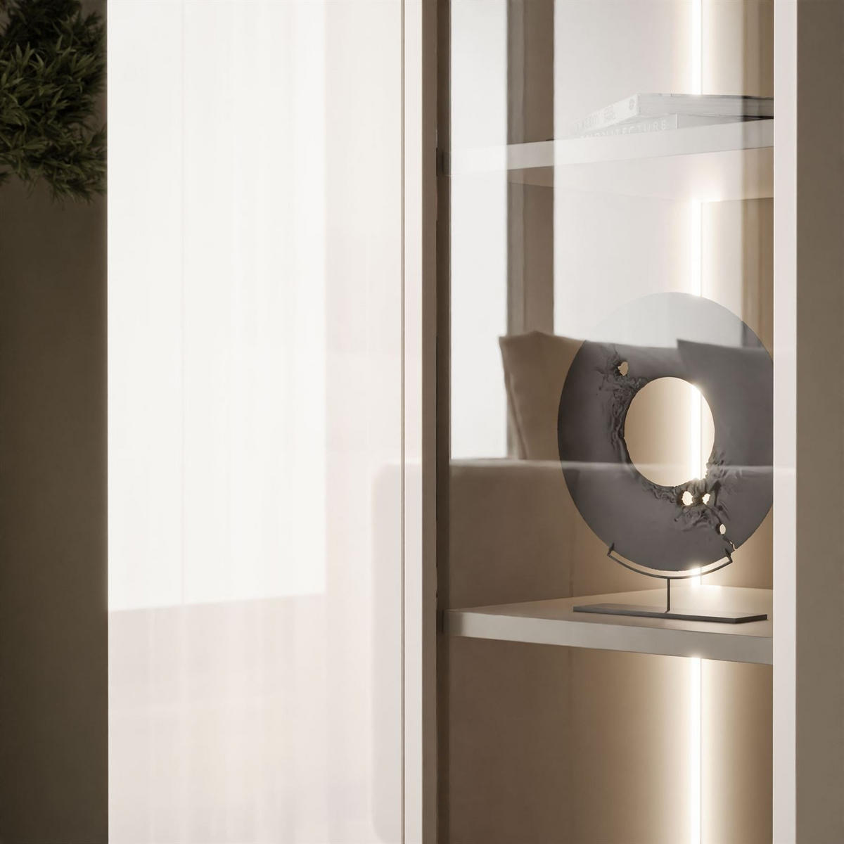 VITRINE CARMEN, hängend mit LED-Beleuchtung - Kaschmir, Holzwerkstoff (60/150/30cm) - Lookway