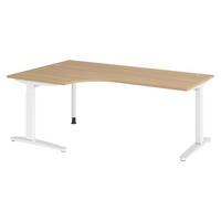 SCHREIBTISCH Serie-XB 120/200/74 cm in Eichefarben/Weiß/Alu poliert - Eichefarben/Silberfarben, Holzwerkstoff (120/200/74cm) - bümö