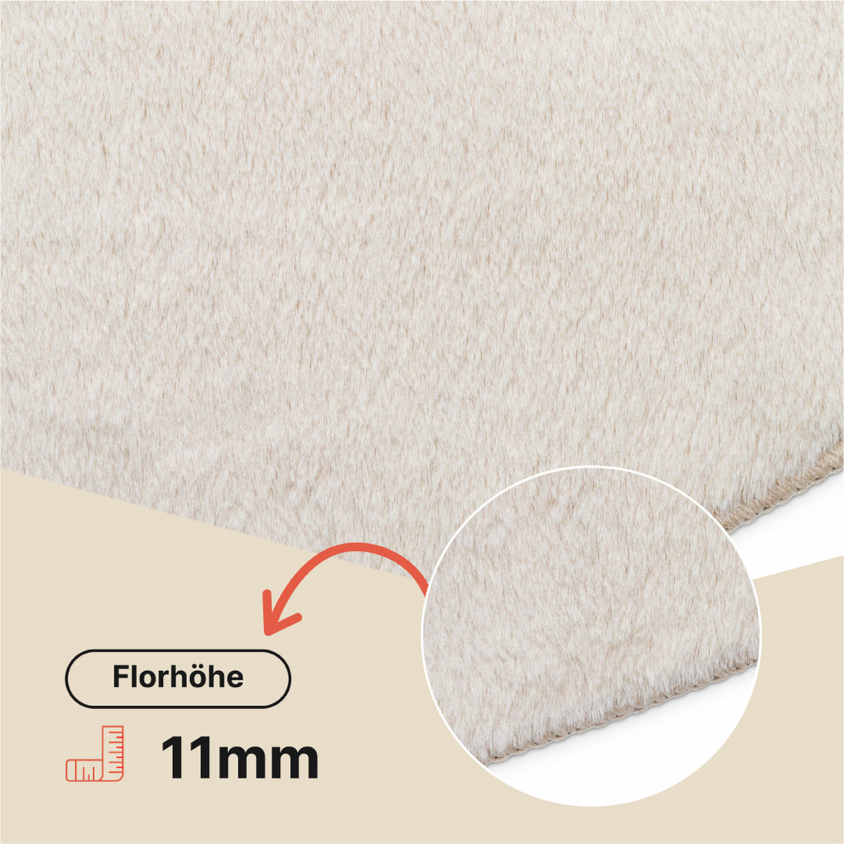 KURZFLORTEPPICH LUMI creme kuschelweich waschbar 80/150 cm - Creme, Textil (80/150cm) - Tapiso
