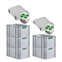 EUROBOX 5x Nextgen Color Mit Auflagedeckel 32x40x60cm Griffe Grün Offen - Grün, Kunststoff (40/32/60cm) - PROREGAL