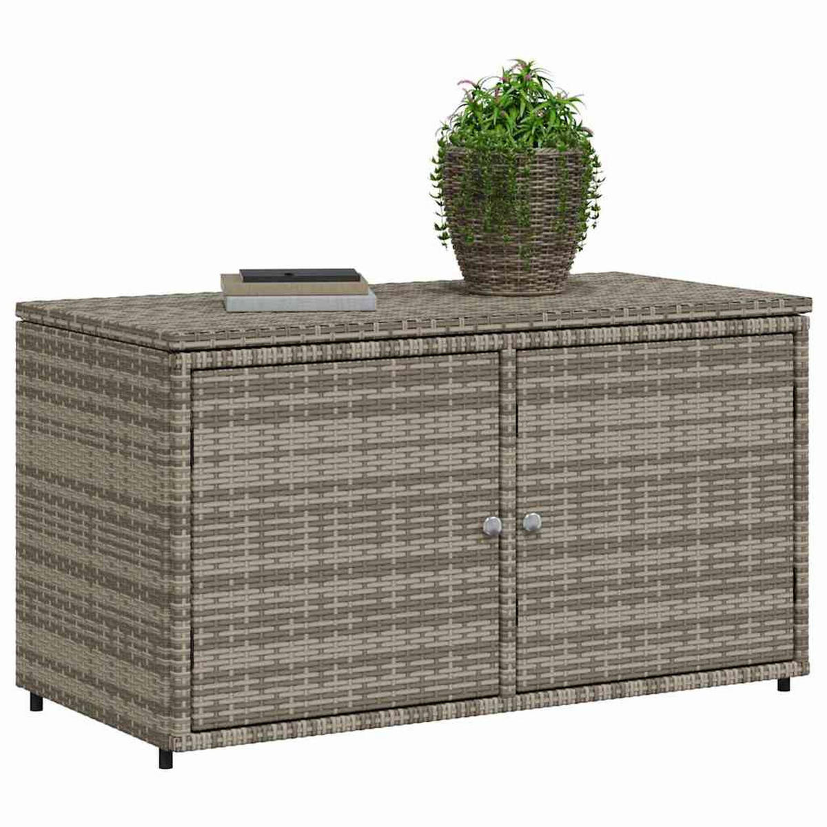 GARTENSCHRANK Grau 110/55/60,5 Cm Poly Rattan - Grau, Kunststoff (55/60.5/110cm) - vidaXL
