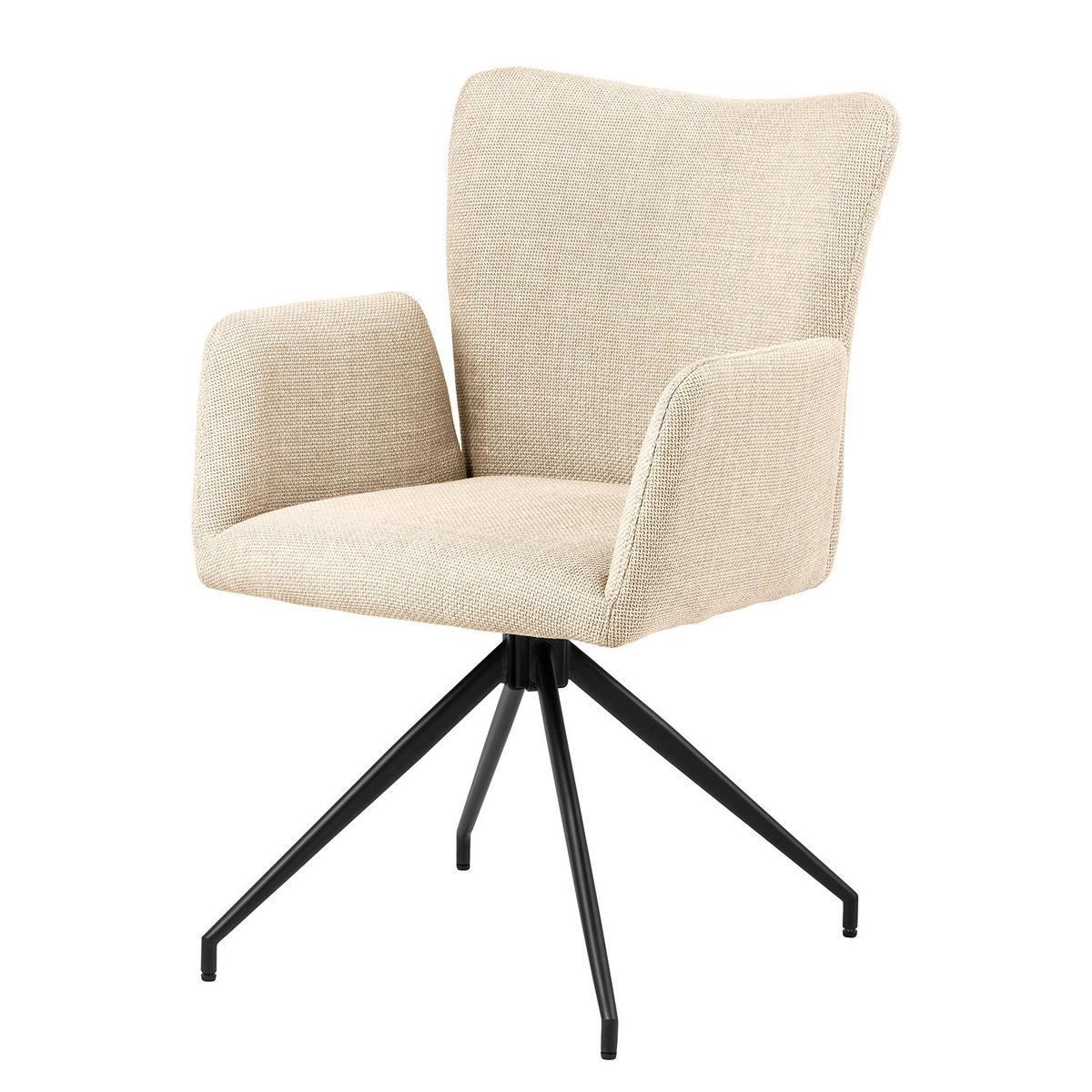 DREHBARER ARMLEHNENSTUHL - 2er-Set - Strukturstoff - Beige, Textil/Metall (58/86/62cm) - home24