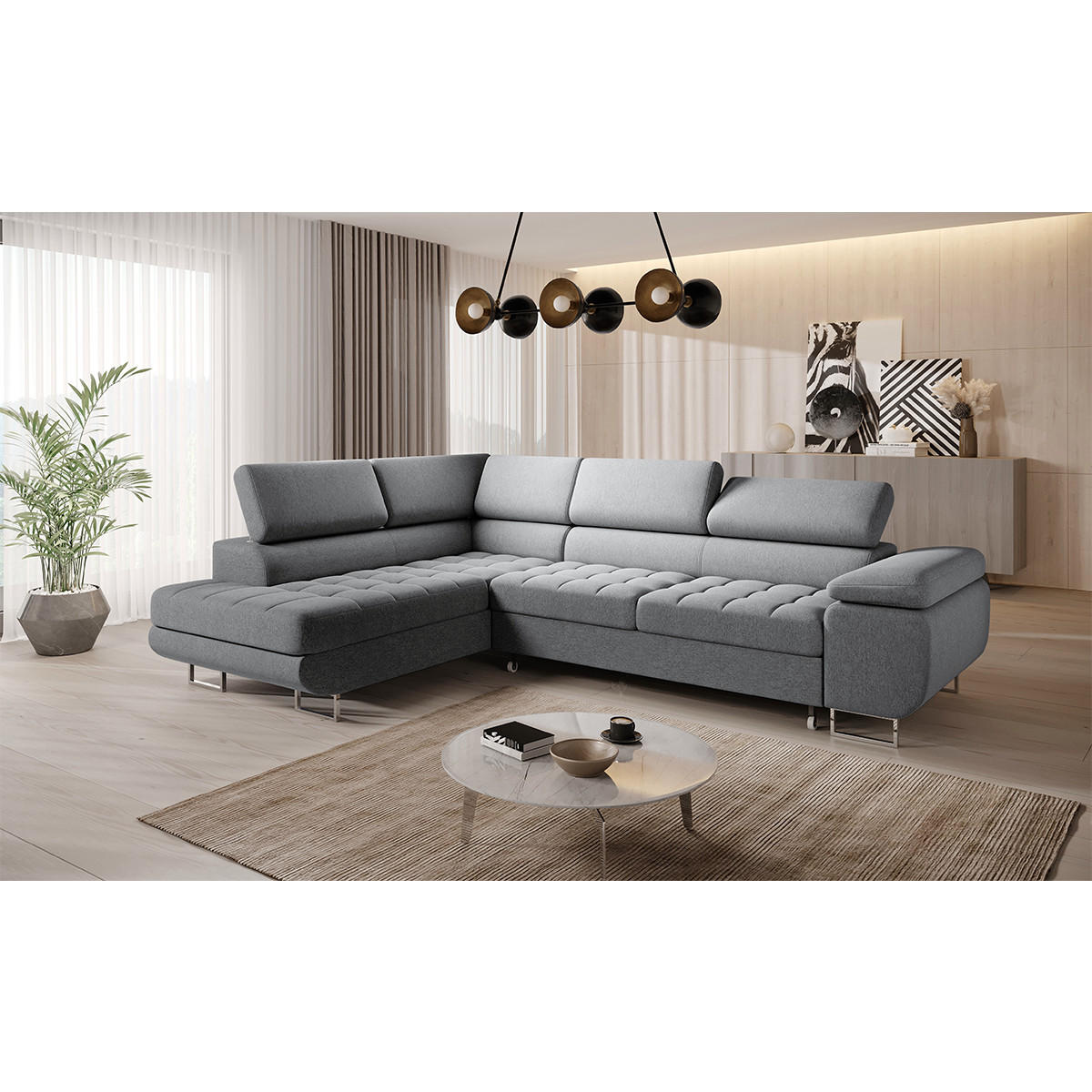 ECKSOFA Eden 4 Sitzplätze Anthrazitgrau - Grau, Holzwerkstoff (335/201cm) - Petits-meubles