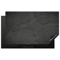 HERDABDECKPLATTE Beton - Schwarz - Industriell Ceranfeldabdeckung 85x52 cm - Anthrazit, Kunststoff (85/52/0.2cm) - MuchoWow