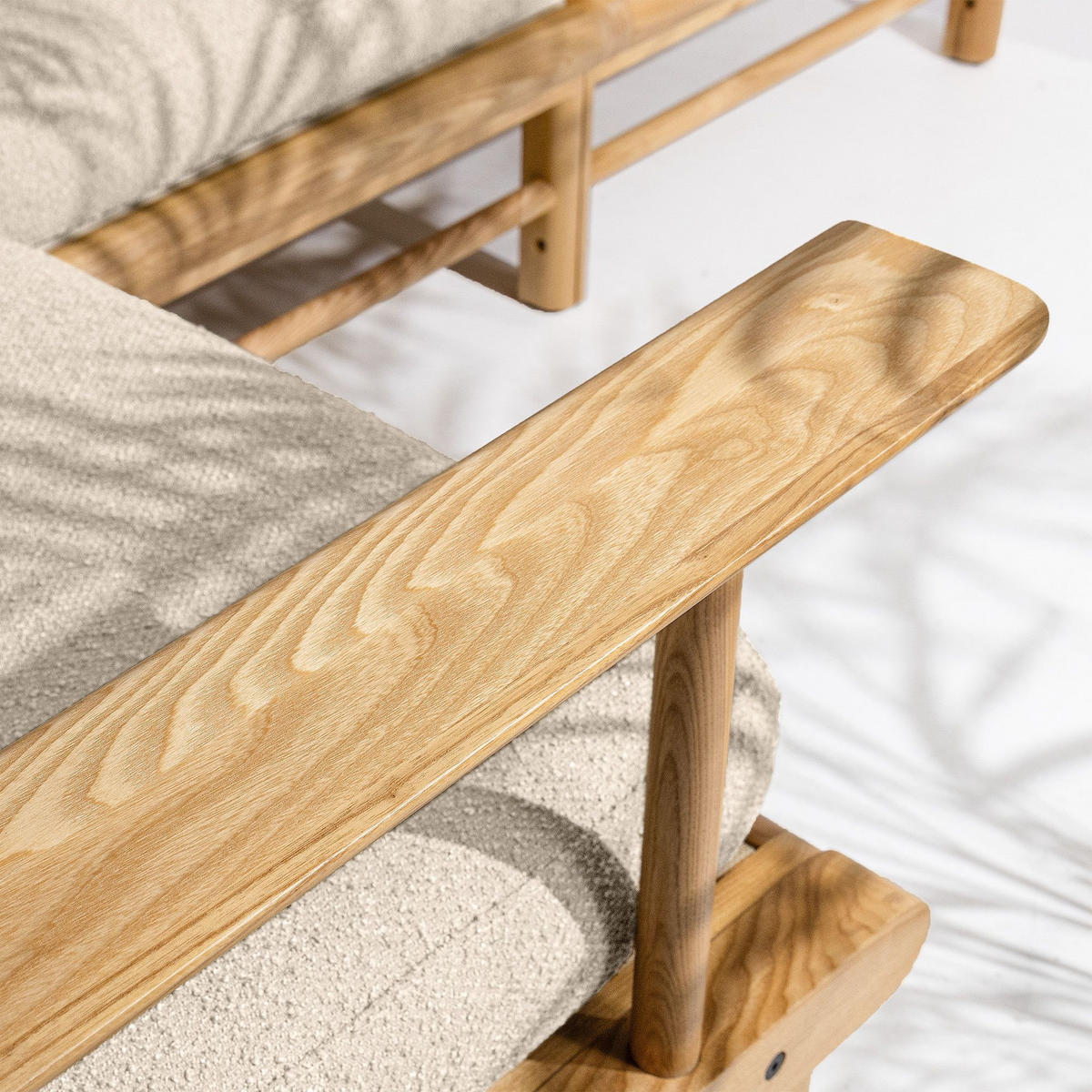 LOUNGESOFA ATREDA links - Creme, Holz/Textil (230/74/160cm) - KONSIMO®