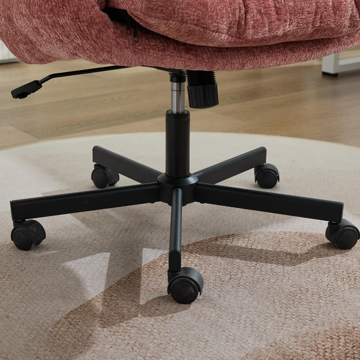 DREHSTUHL DE-40969 mit Chenille-Bezug und klappbaren Armlehnen Rosa - Pink, Metall (57.5/92.5/60cm) - ComfortXL