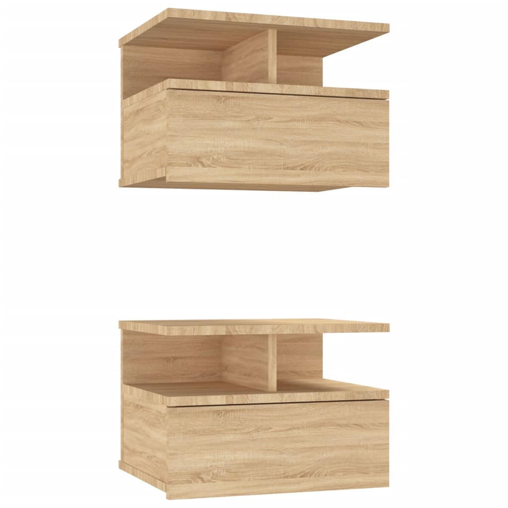 NACHTTISCHE 2Stk. Hängend Sonoma-Eiche 40/31/27Cm Holzwerkstoff - Sonoma Eiche, Holz (40/27/31cm) - vidaXL