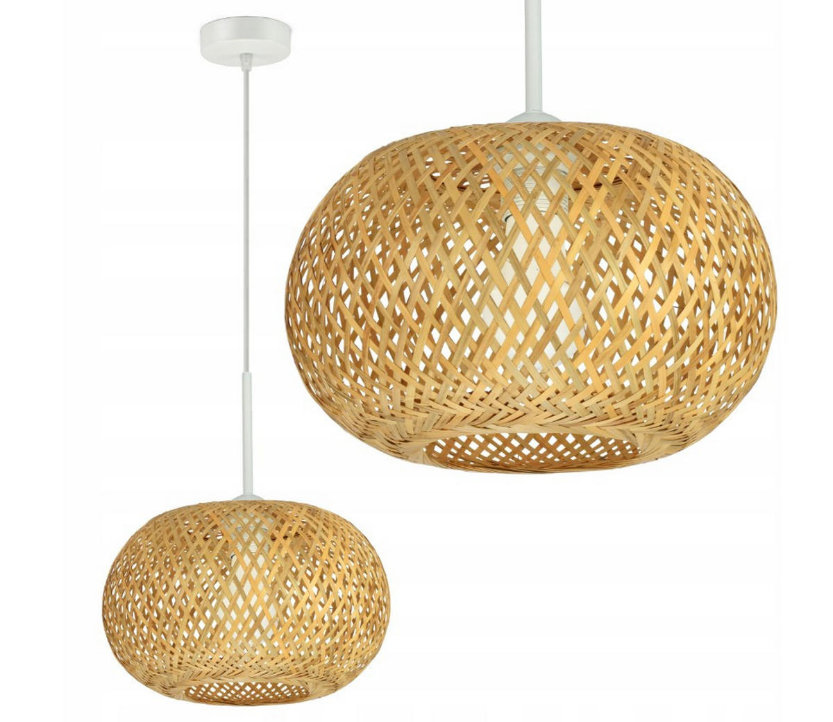 PENDELLEUCHTE BOHO - Beige/Weiß, Holz/Metall (28/28/100cm) - kiki design