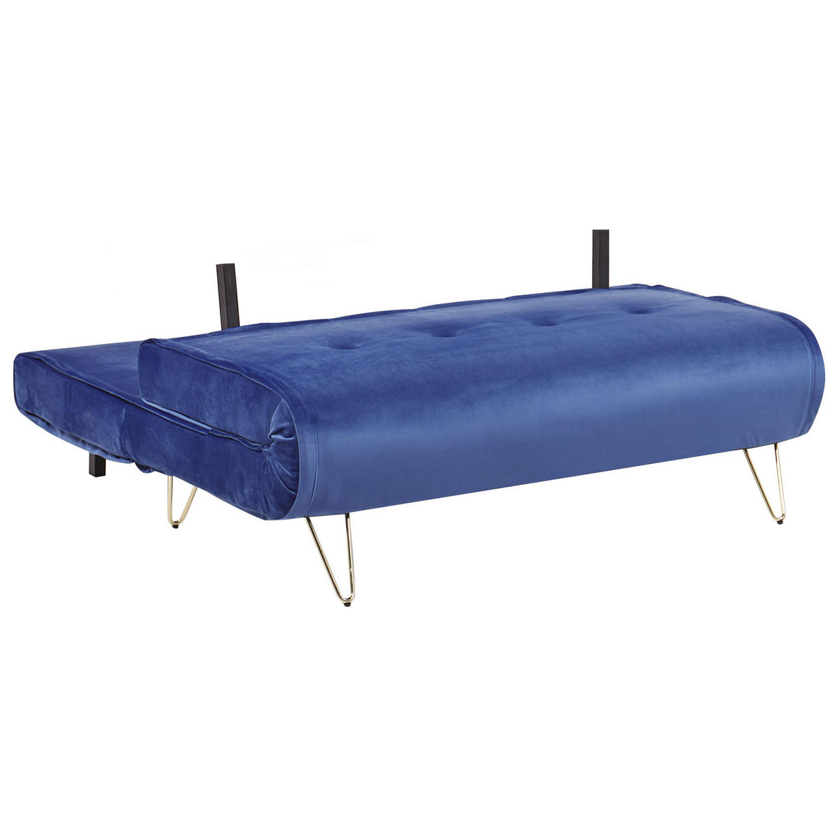 2-SITZER-SCHLAFSOFA Samtstoff Marineblau Vestfold - Hellblau, Textil (130/81/78cm) - Beliani