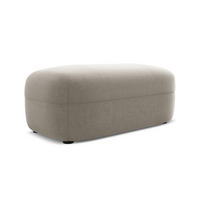 POUF Samt Stoff Grau - Taupe/Schwarz, Kunststoff/Textil (92/40/48cm) - Makamii
