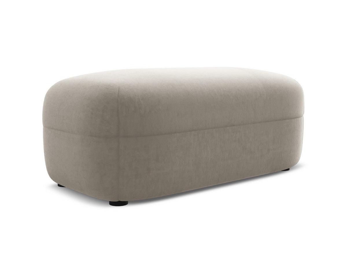 POUF Samt Stoff Grau - Taupe/Schwarz, Kunststoff/Textil (92/40/48cm) - Makamii