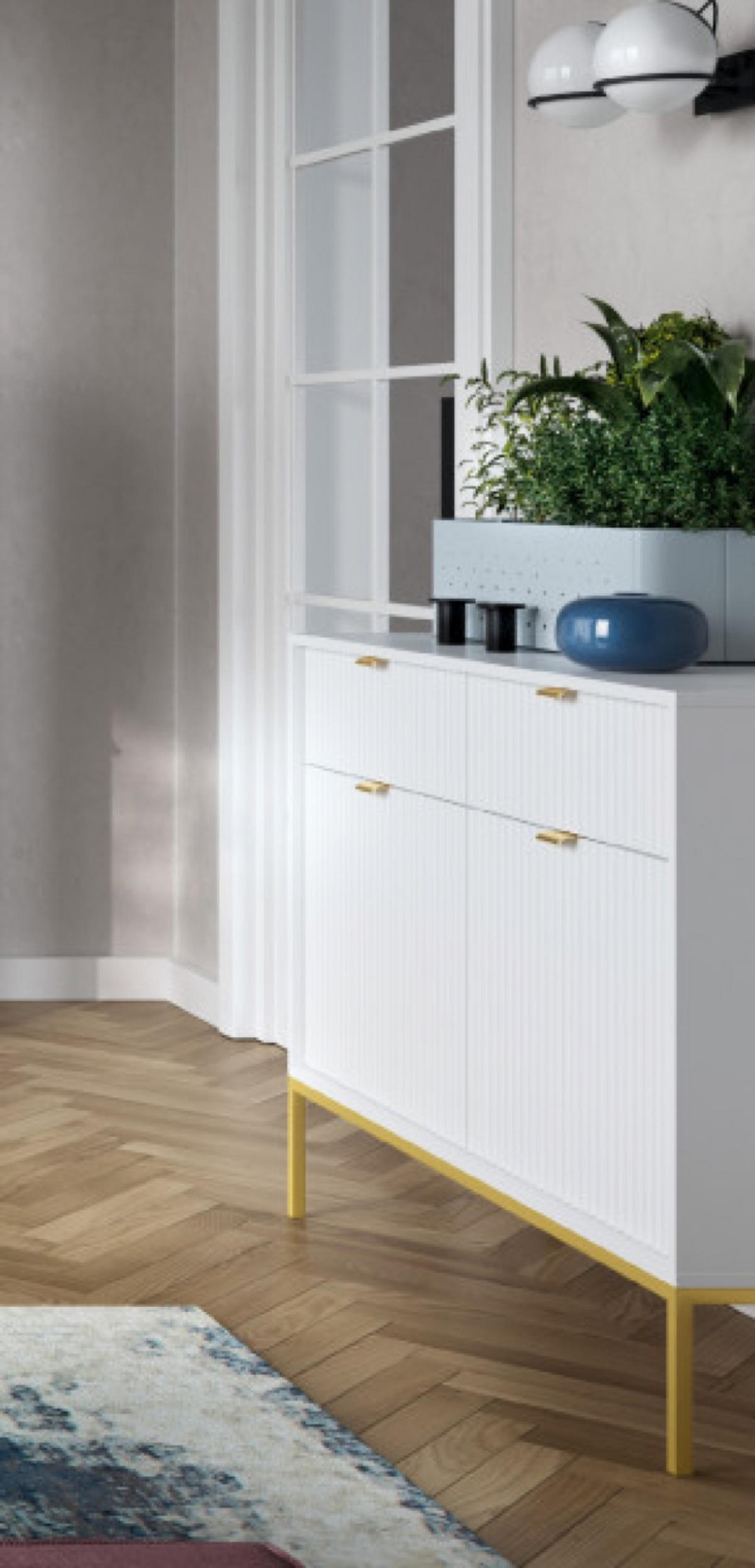 SIDEBOARD Weiß KSZ104 Mit Goldfarbenen Griffen - Weiß, Holzwerkstoff (104/83/39cm) - Sepro Meble