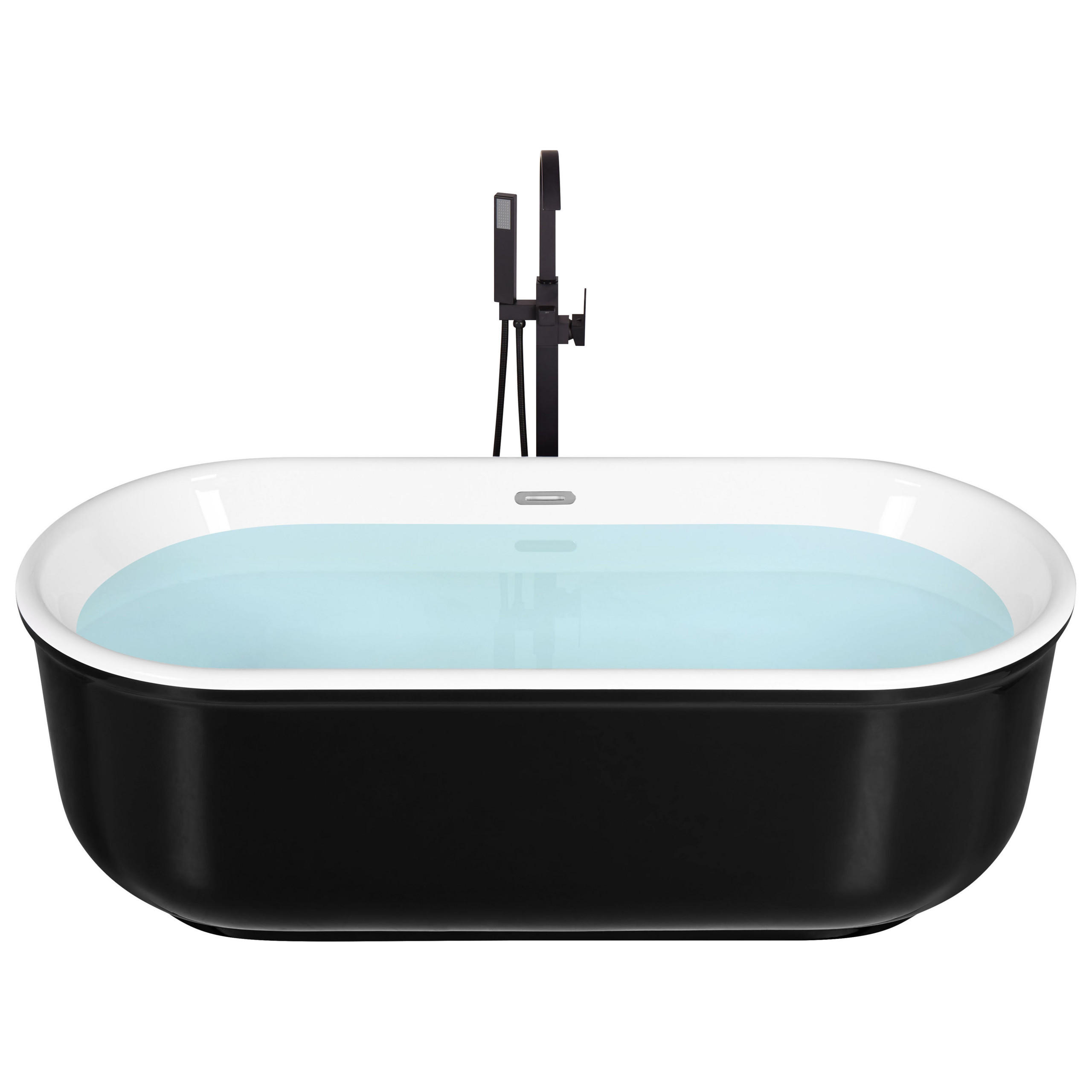 BADEWANNE FREISTEHEND 80x170x59 cm schwarz Pinel - Schwarz, Kunststoff (80/59/170cm) - Beliani