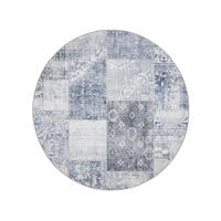 VINTAGE-TEPPICH George waschbar ø 120 cm rund - Blau, Kunststoff (120/120cm) - benuta