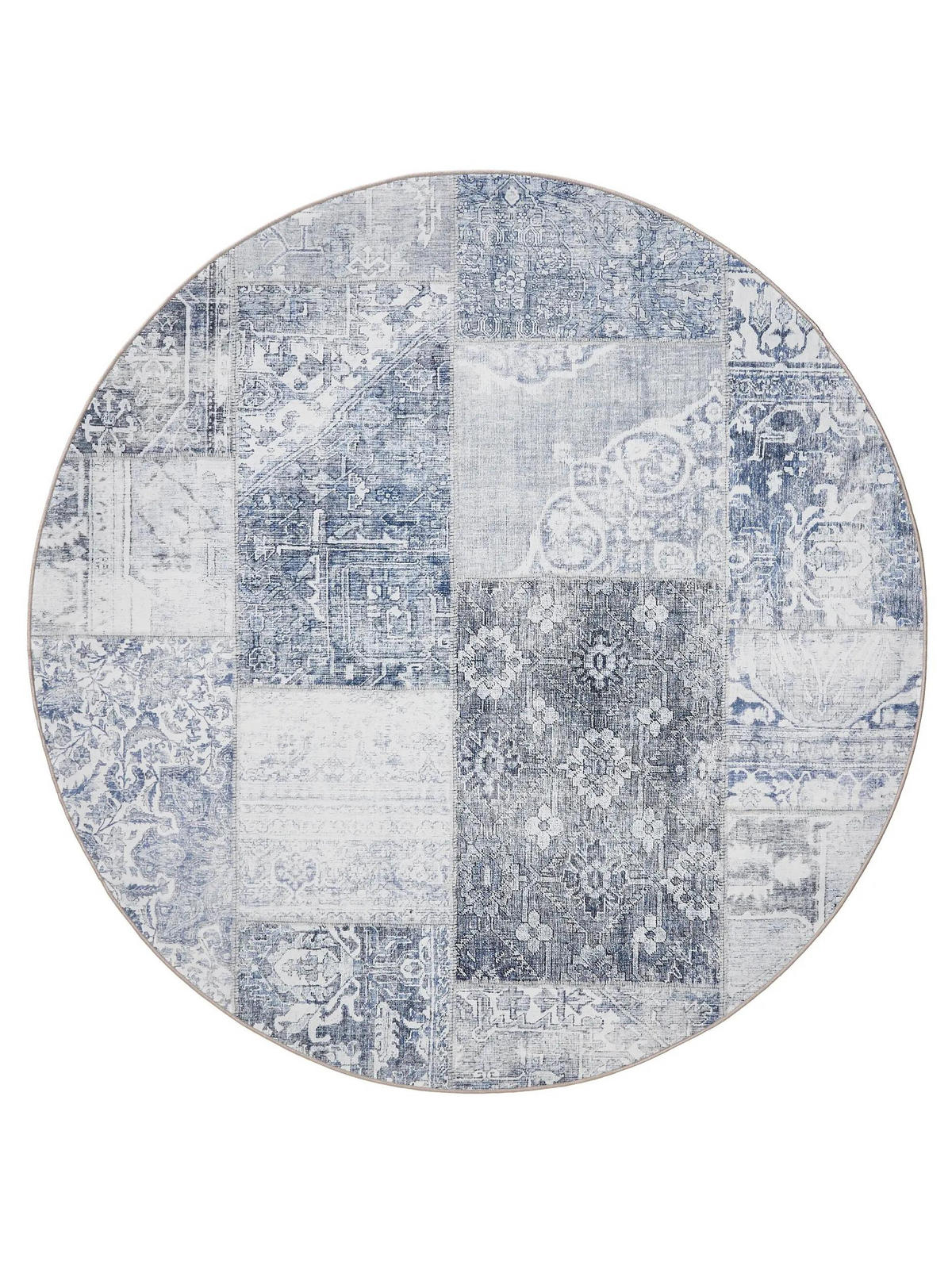 VINTAGE-TEPPICH George waschbar ø 120 cm rund - Blau, Kunststoff (120/120cm) - benuta