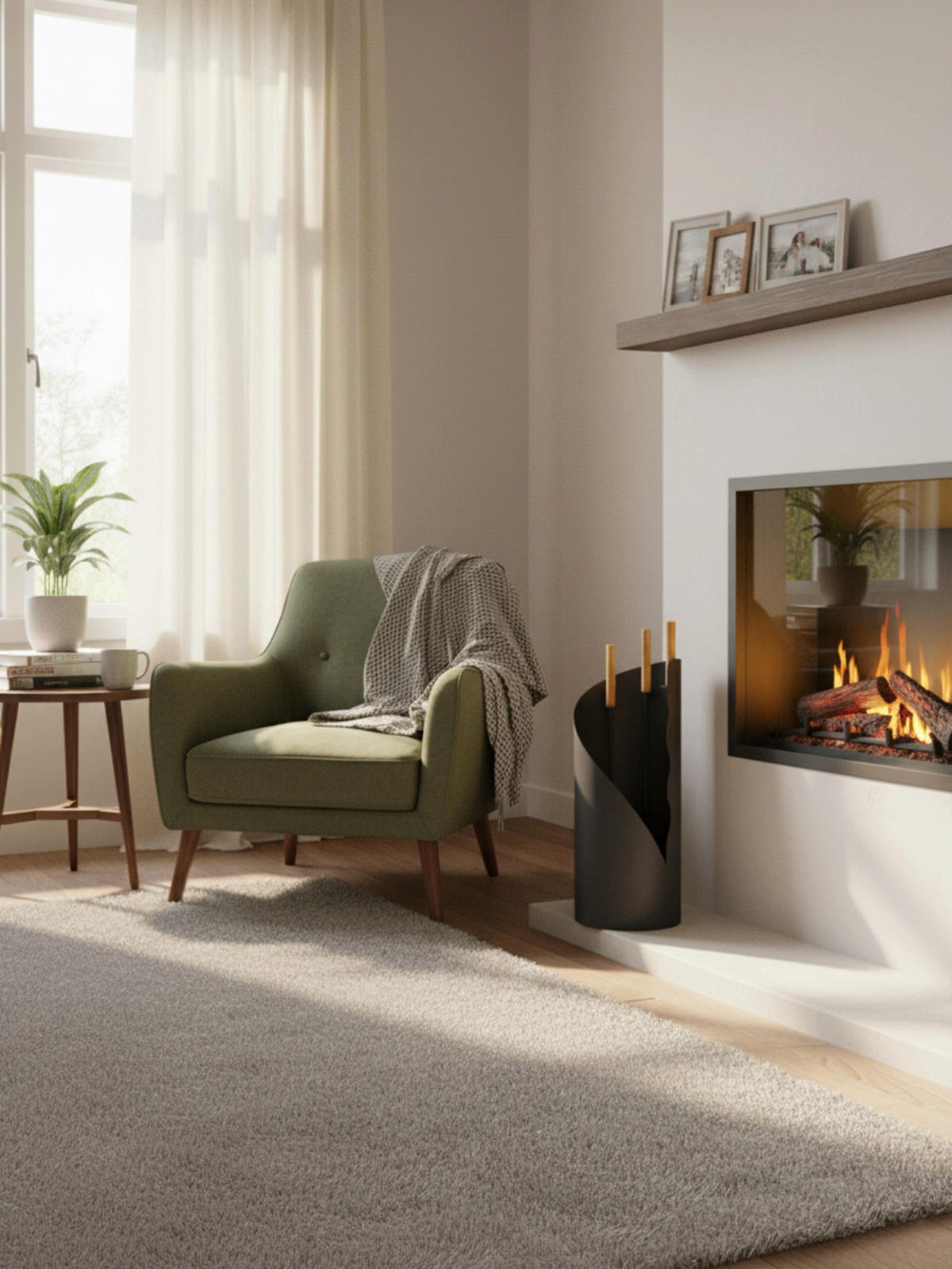 KAMINBESTECK Set 5-tlg. - Schwarz, Metall (20/50/20cm) - holz4home