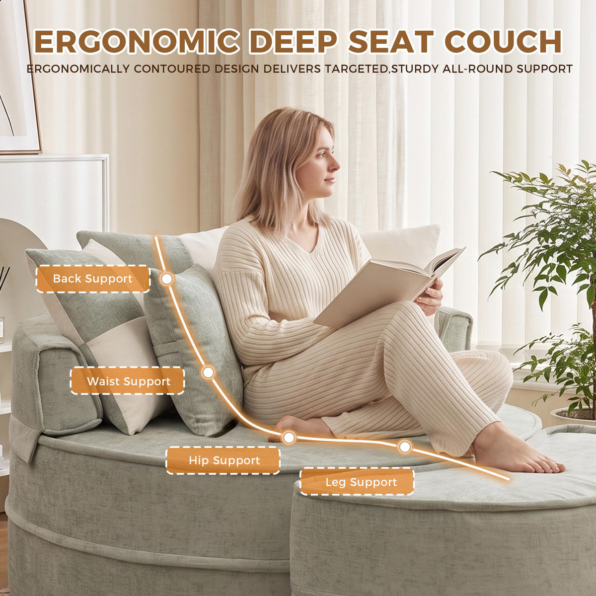 XXL-SESSEL DE-35026 mit Hocker und 5 Kissen Grün - Grün, Textil (121/66/163cm) - ComfortXL