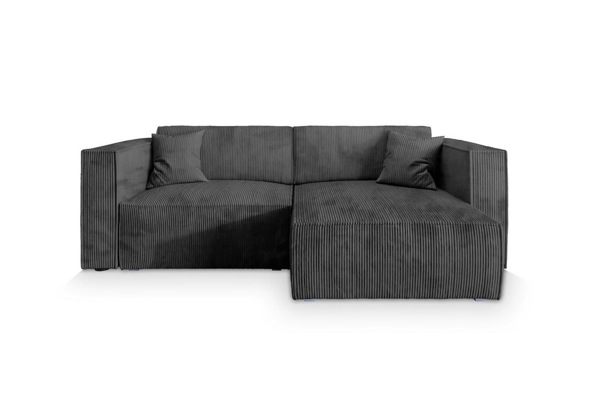 ECKSOFA NERIO P Graphitfarben Kordstoff mit Schlaffunktion - Graphitfarben, Holz (245/148cm) - MASSENO