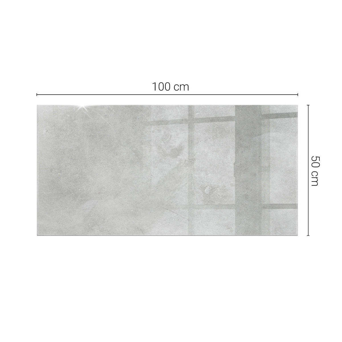 TISCHPLATTE 100x50 cm Betonoptik mit Rissen - Weiß Hochglanz/Grau, Glas (100/50/0.4cm) - TULUP