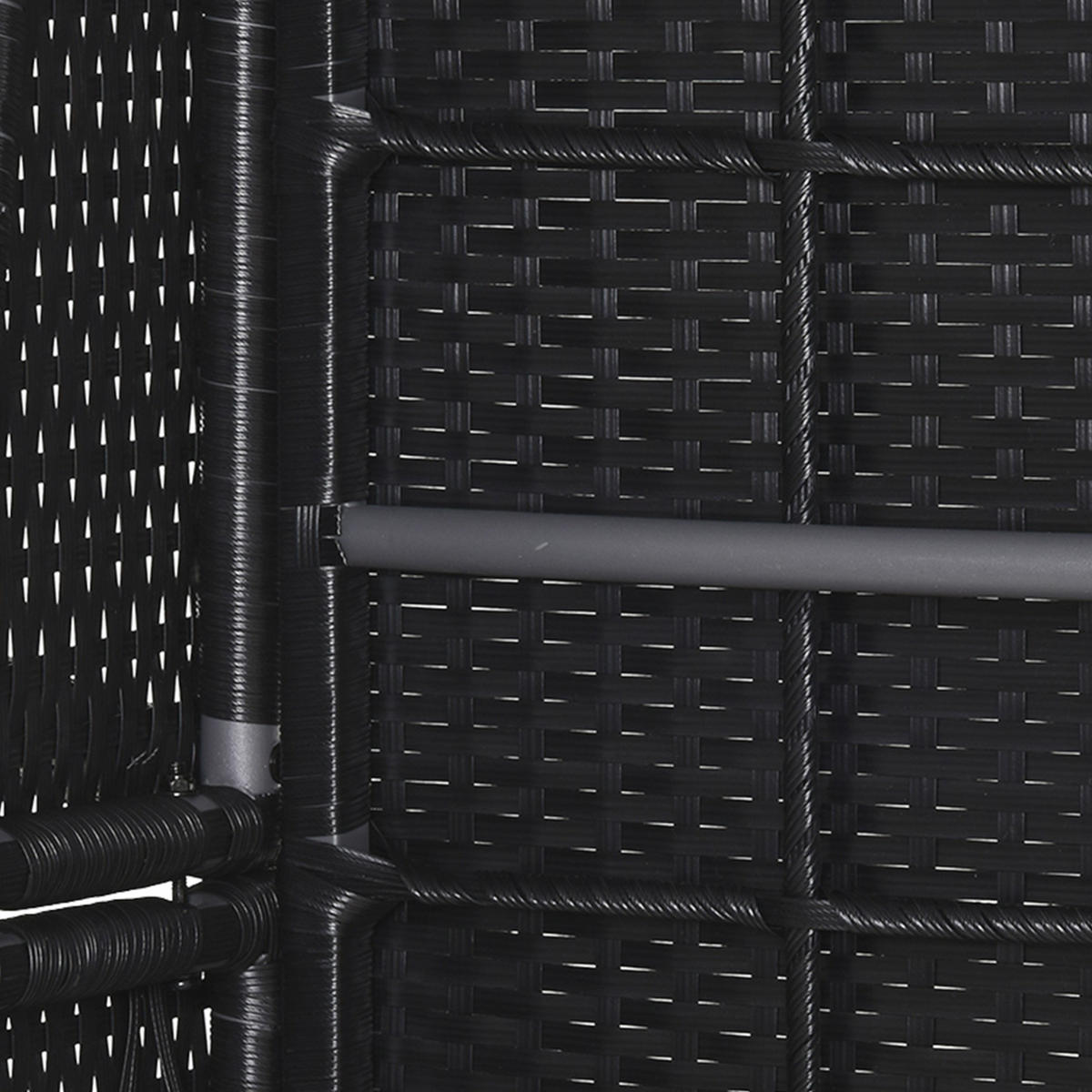 SONNENLIEGE, Polyrattan+Metall, Schwarz - Multicolor, Kunststoff (73/103/200cm) - Outsunny