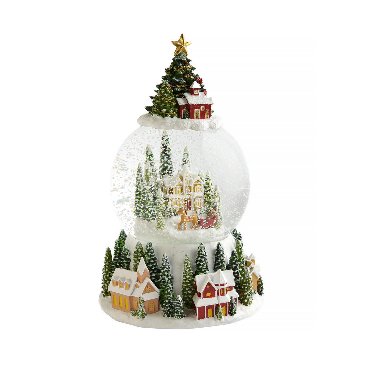 SCHNEEBALL Mit Spieluhr Jollyville - Grün, Glas (14/23.5/14.5cm) - home&you