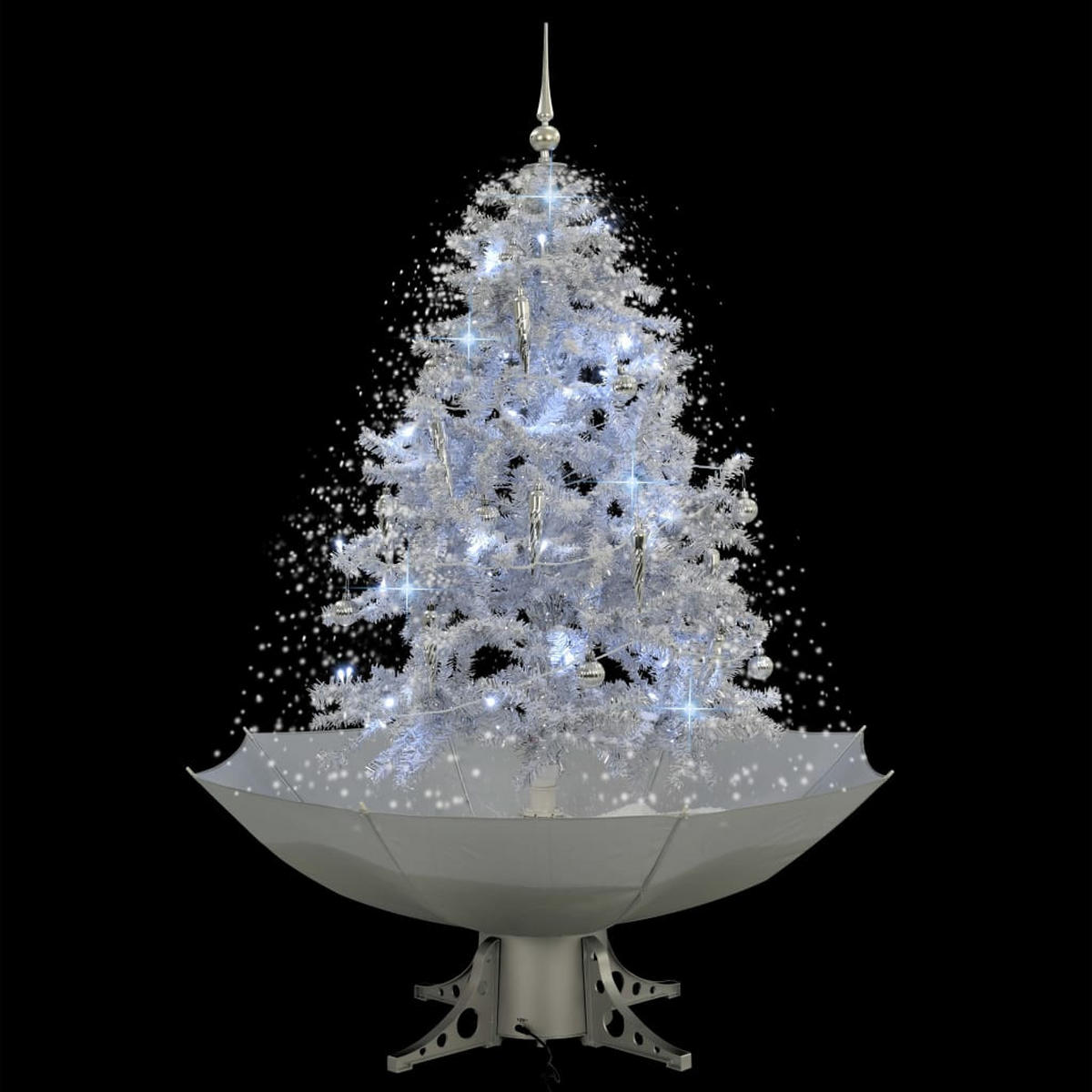 WEIHNACHTSBAUM Schneiender Mit Schirmfuss Weiss 140 Cm - Weiß, Kunststoff (140cm) - vidaXL