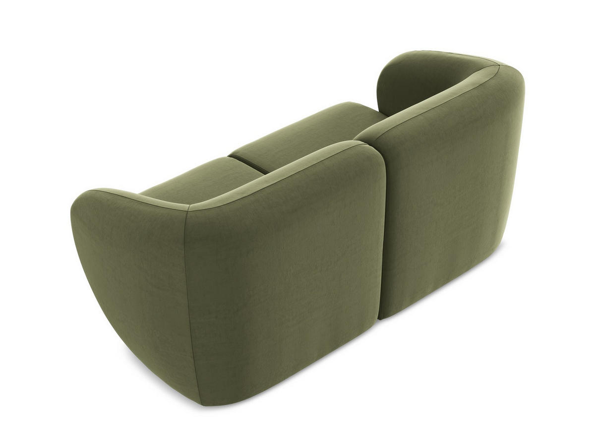 2-SITZER-SOFA Samt Stoff Grün - Schwarz/Olivgrün, Holzwerkstoff/Kunststoff (174/75/94cm) - Makamii