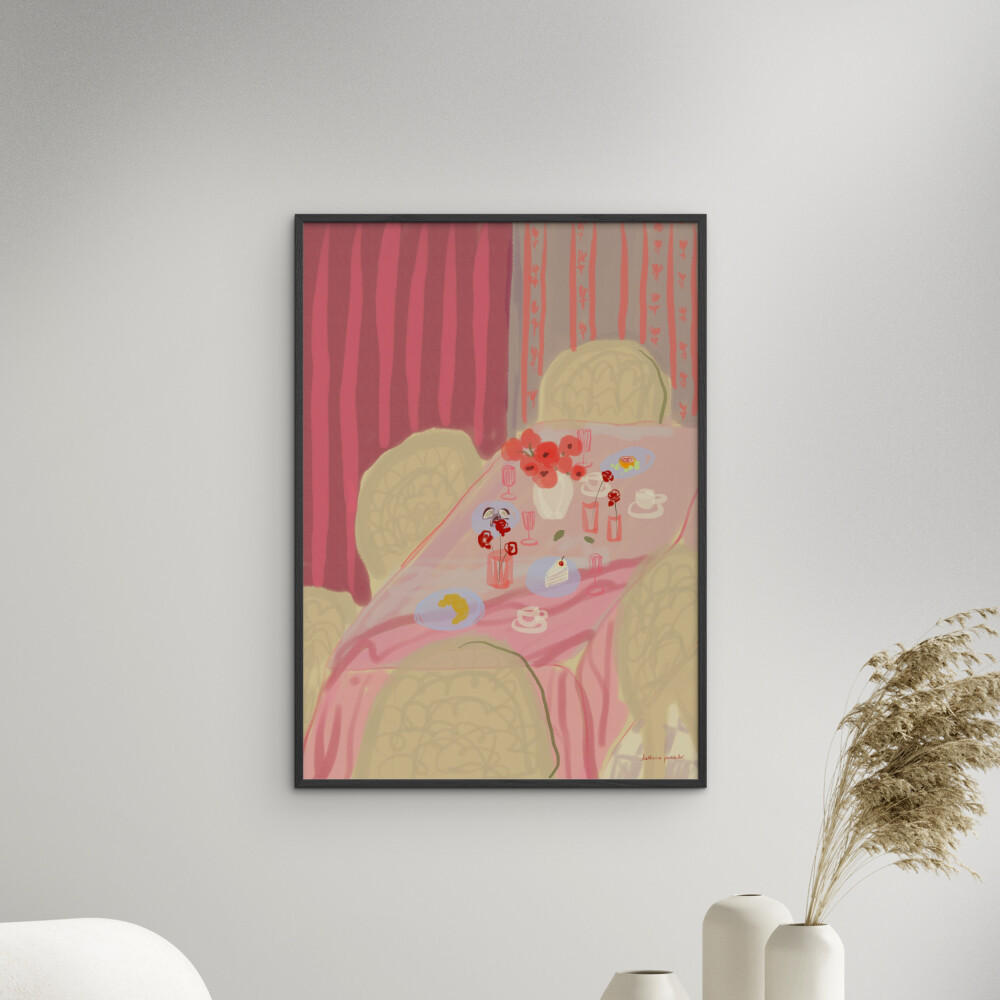 POSTER mit Rahmen Katharina Puritscher - Rose Table - Pink/Schwarz, Holz/Papier (50/70cm) - Poster&Frame