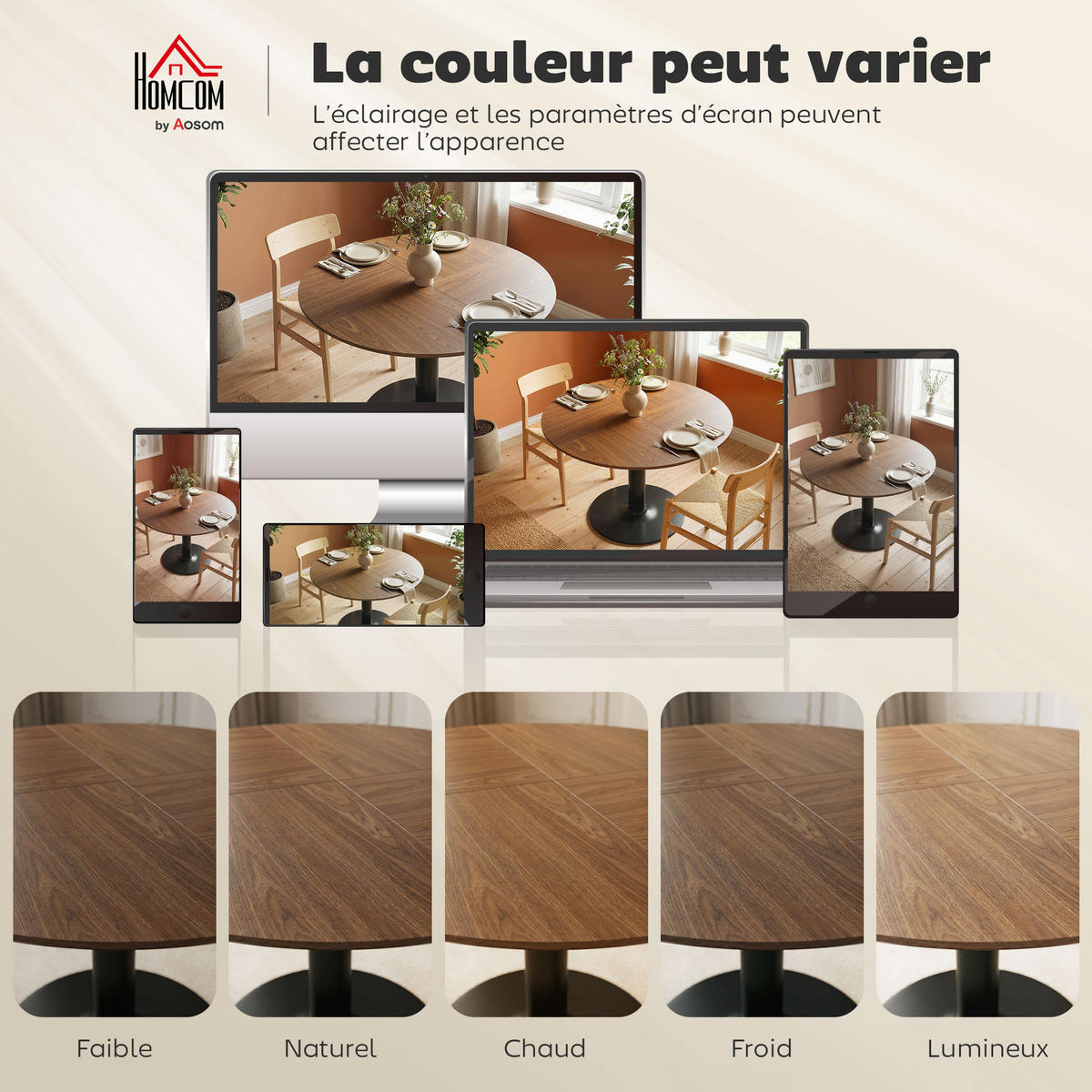 ESSTISCH Runder DE-16541 110 cm, für 4-6 Personen Braun - Braun, Holzwerkstoff (110/110/78cm) - ComfortXL