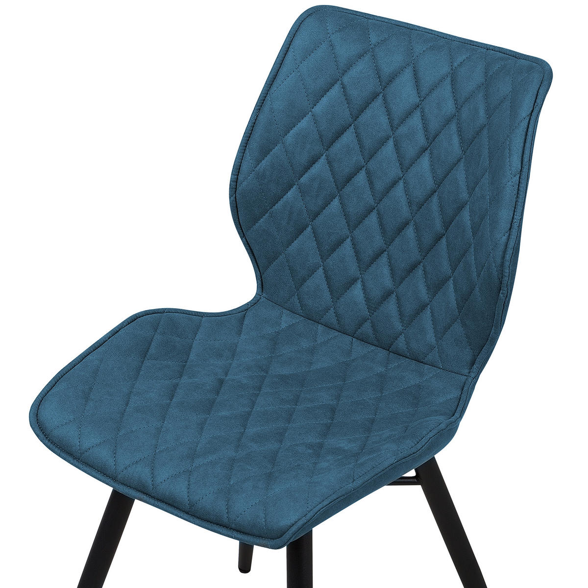 ESSZIMMERSTUHL 2er-Set Polsterbezug Blau Lisle - Blau, Textil/Metall (44/86/56cm) - Beliani