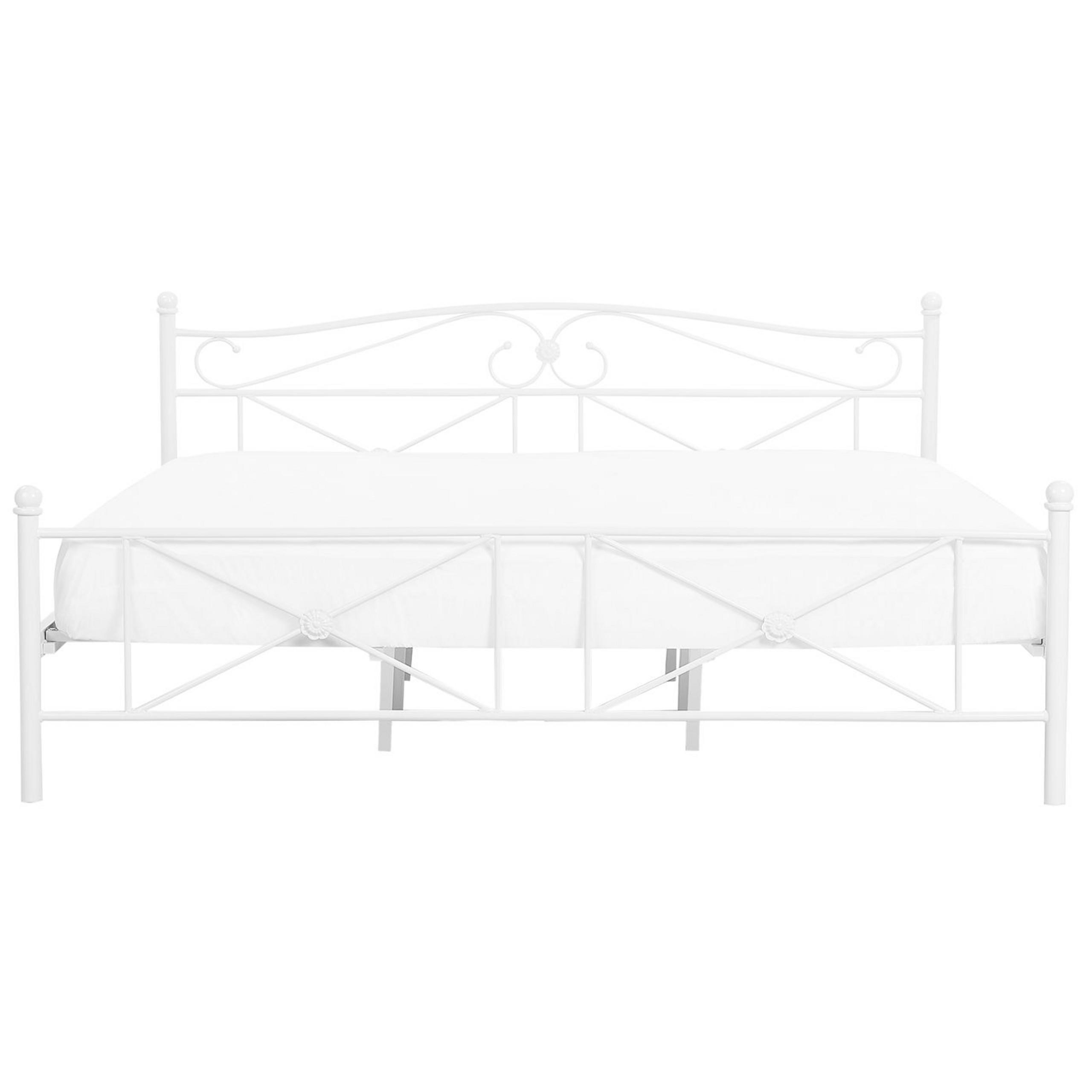 BETT mit Lattenrost 180x200 cm Weiß Rodez - Weiß, Metall (180/200cm) - Beliani