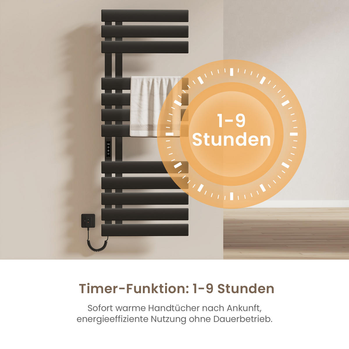 HEIZKÖRPER Elektrisch WLAN Thermostat Schwarz - Schwarz, Metall (50/130/11cm) - EMKE