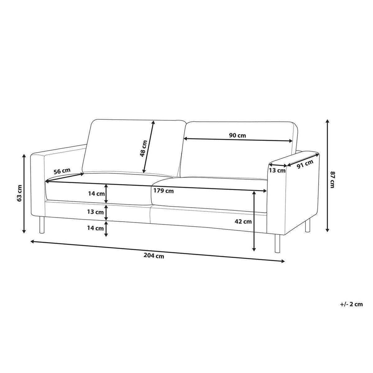 3-SITZER-SOFA Echtleder Schwarz Savalen - Schwarz, Leder/Fell (204/87/91cm) - Beliani