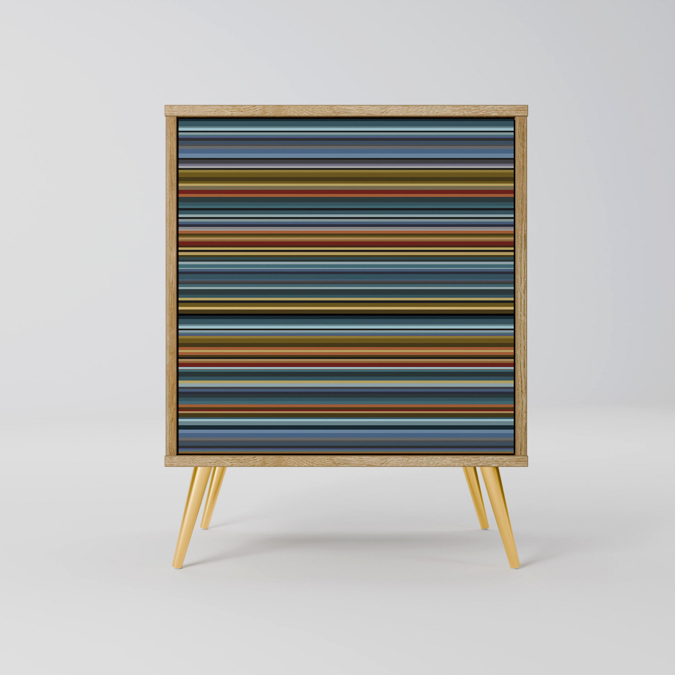 SIDEBOARD LINEOUT SPECTRUM, Eichefarben, 57,5x42x75,5 cm, Goldfarbene Metallfüße - Eichefarben/Goldfarben, Holzwerkstoff/Metall (57.5/75.5/42cm) - SpaceRebels