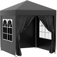 FALTPAVILLON 200/200/240 cm mit 4 Seitenwänden, Fenstern, Tragetasche und Stahlgestell, Schwarz - Schwarz, Metall (200/240/200cm) - Redom