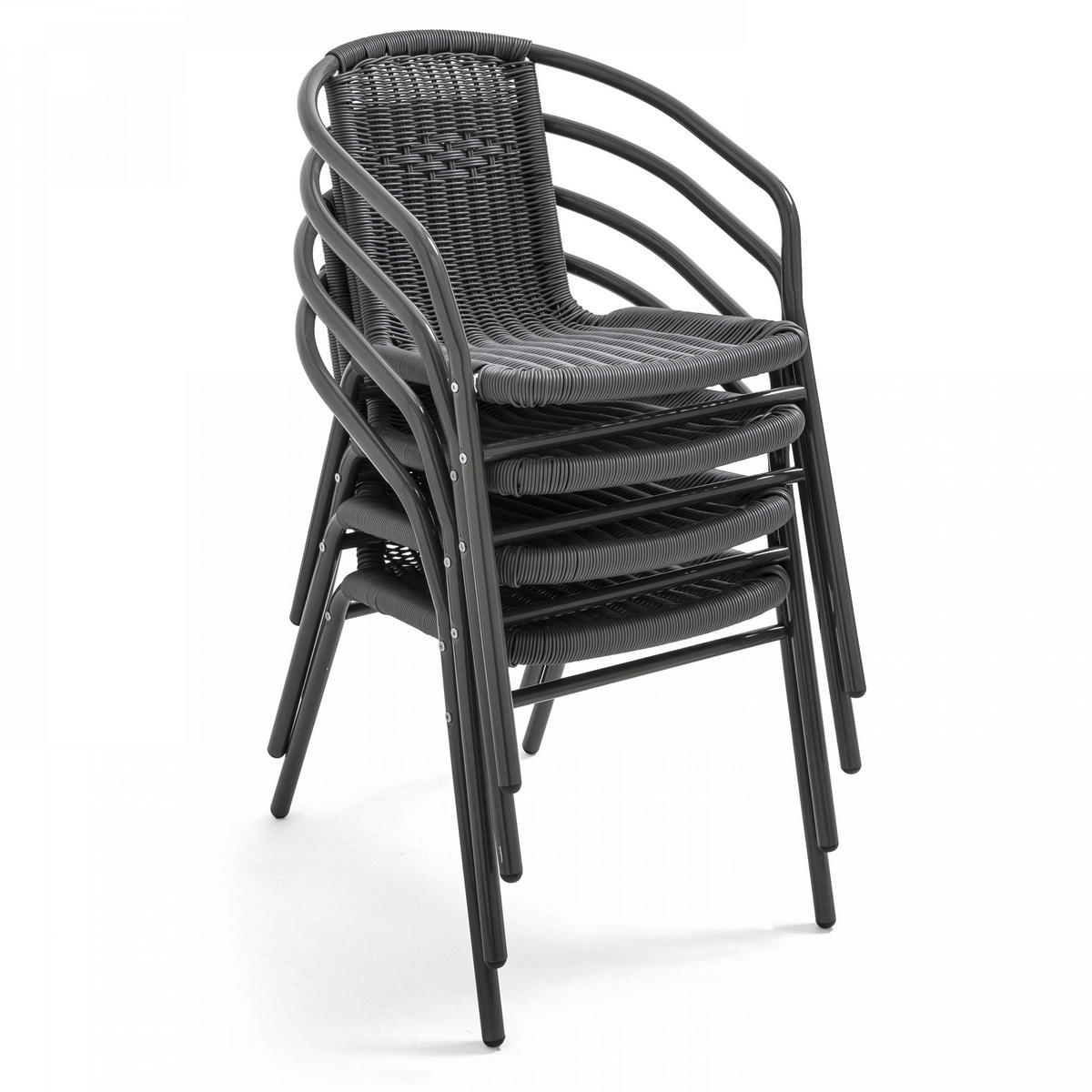 GARTENSTUHL 4-tlg., Schwarz - Schwarz, Metall (60/72/51cm) - Oviala