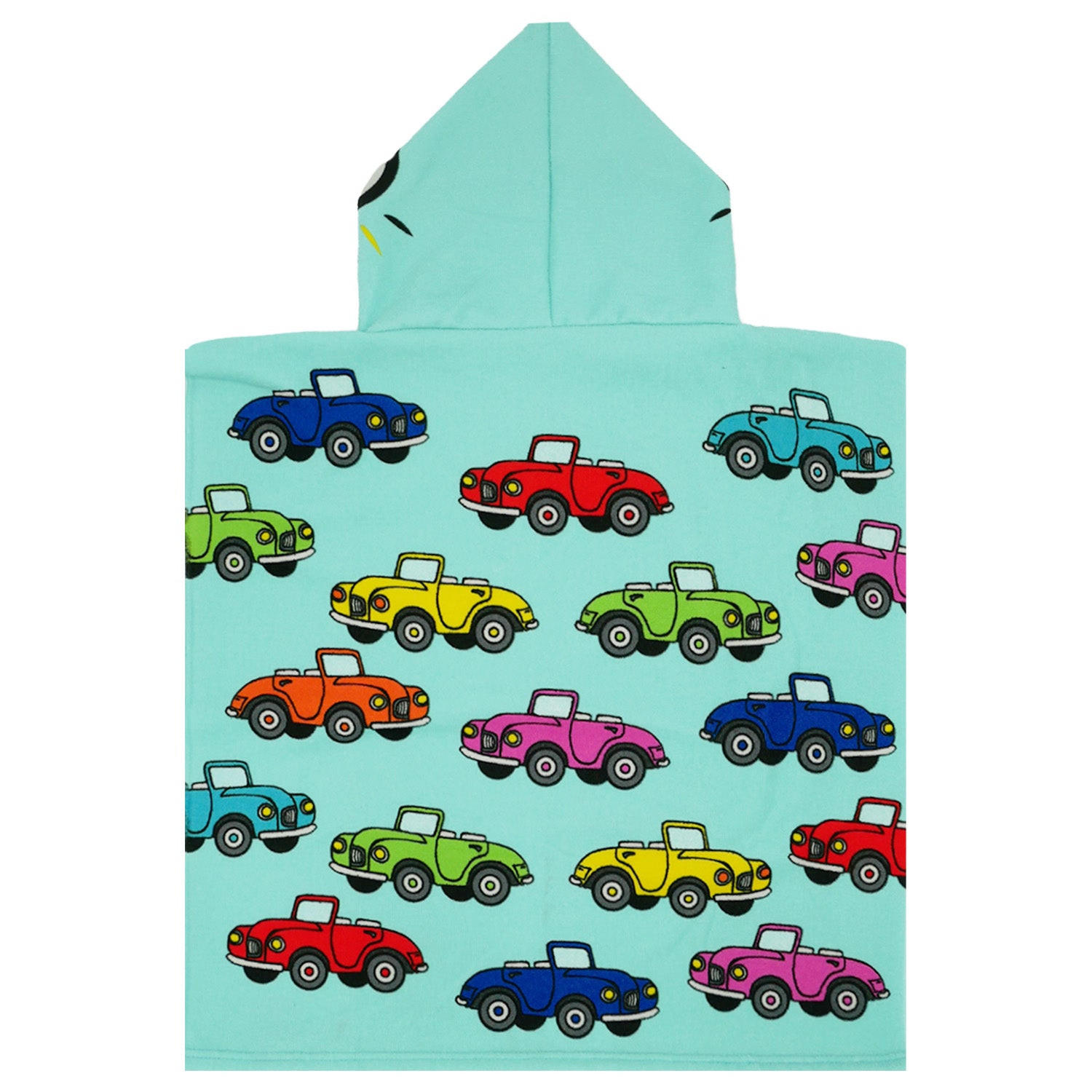 PONCHO Kinder Mikrofaser Mehrfarbig 60x60 250g/m² - PONCHO Autos - Multicolor, Textil (Einheitsgrößenull) - LE COMPTOIR DE LA PLAGE