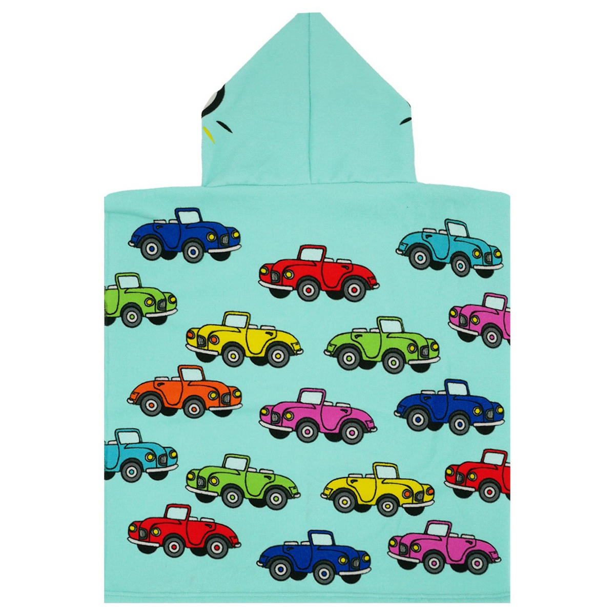PONCHO Kinder Mikrofaser Mehrfarbig 60x60 250g/m² - PONCHO Autos - Multicolor, Textil (Einheitsgrößenull) - LE COMPTOIR DE LA PLAGE