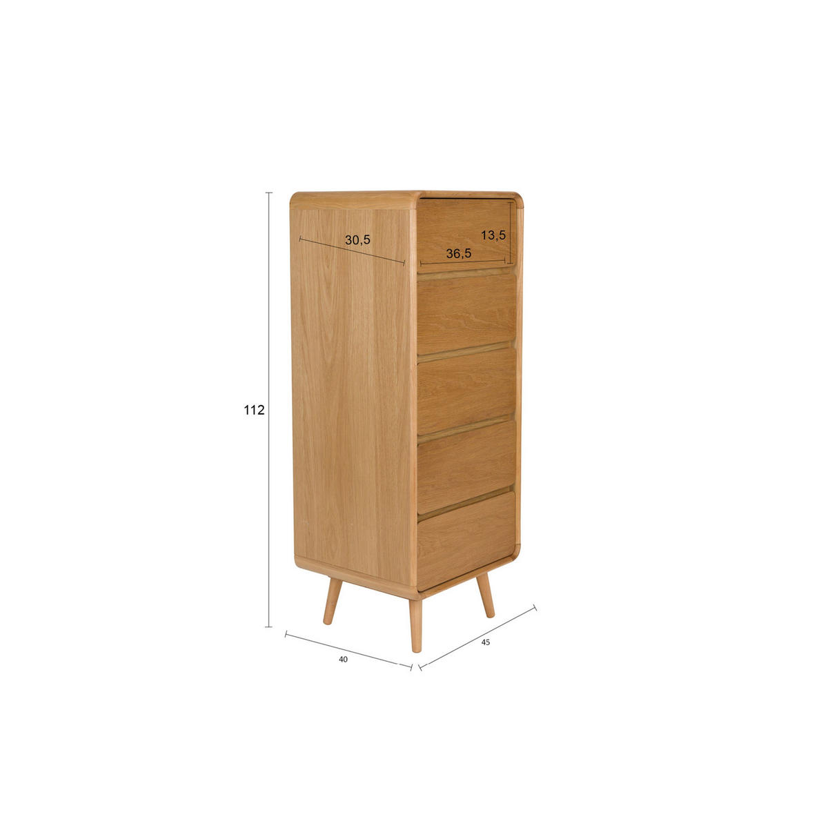 AUFBEWAHRUNGSSCHRANK Rise Natur - Naturfarben, Holz (45/112/40cm) - Zuiver