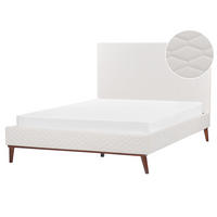POLSTERBETT mit Lattenrost 140x200 cm Weiß Bayonne - Creme, Textil (140/200cm) - Beliani