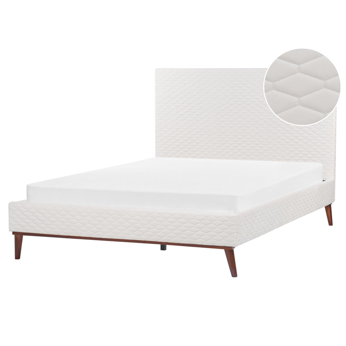 POLSTERBETT mit Lattenrost 140x200 cm Weiß Bayonne - Creme, Textil (140/200cm) - Beliani