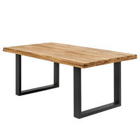 ESSTISCH - Metall / Massivholz - Eichefarben/Schwarz, Holz/Metall (100/160/76cm) - home24