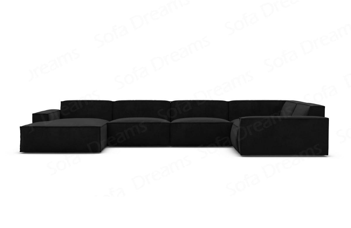 WOHNLANDSCHAFT Beluga Schwarz Samtstoff - Schwarz, Kunststoff (313/73/181cm)